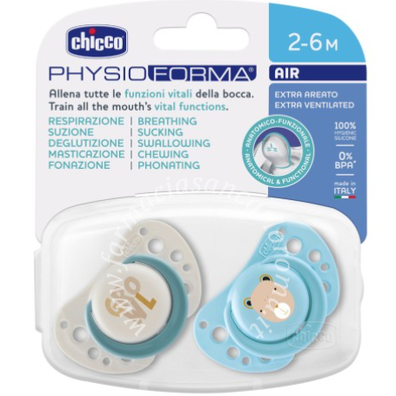 Chicco succhietti air azzurro silicone 2-6 mesi 2 pezzi