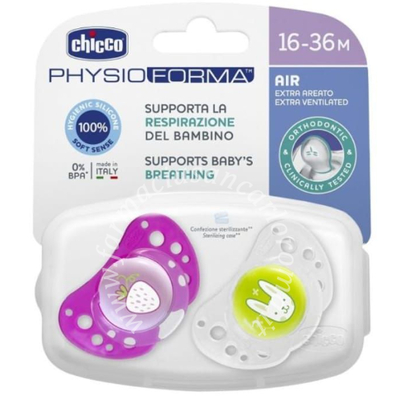 Chicco succhietti air rosso lumi silicone 16-36 mesi 2 pezzi