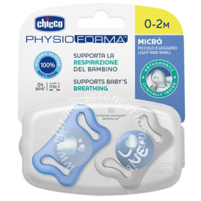 Chicco succhietto micro azzurro silicone 0-2m 2 pezzi