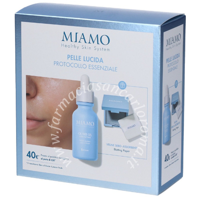 Miamo cofanetto 2025 protocollo pelle lucida 1 oil free gel 30 ml + 1 blotting paper