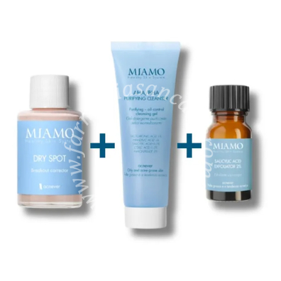 Miamo cofanetto sos brufoli dry spot 30 ml + omaggi aha/bha 50 ml e cleansing masque 15 ml