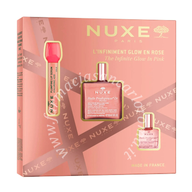 Nuxe coffret hpfo glow 2025 1 huile prodigieuse or florale 50 ml + 1 huile prodigieuse florale 10 ml + 1 very rose plumping lip serum 10 ml