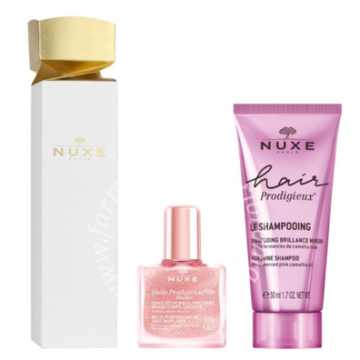 Nuxe cracker hair prodigieux shampoo 50 ml + huile prodigieuse or florale 10 ml