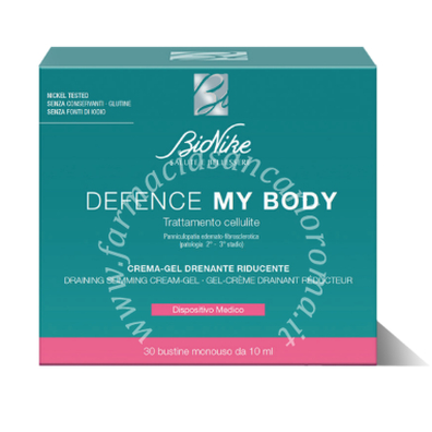 Bionike crema gel drenante riducente defence my body 30 bustine da 10 ml