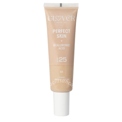 Glover perfect skin + acido ialuronico spf 25 finish natural & glow 01 fondotinta 30 ml