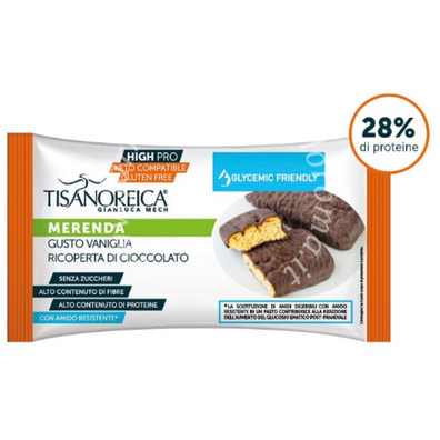 Tisanoreica high pro merenda gusto vaniglia ricoperta di cioccolato gluten free 43 g