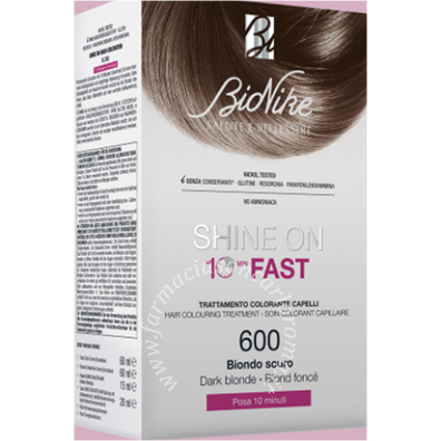 Bionike shine on fast trattamento colorante capelli biondo scuro 600 flacone 60 ml + tubo 60 ml