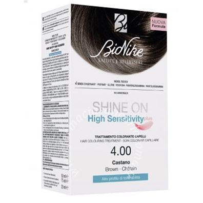 Bionike Shine on high sensitivity plus castano 4,00 rivelatore in crema 75 ml + crema colorante 50 ml