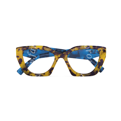 Occhiale da lettura premontato platinum grecale giallo-blu demi +1,00