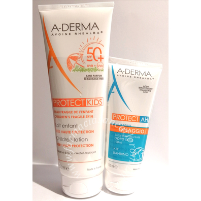 Aderma a-derma protect latte kids bambino 50+ 250 ml + OMAGGIO Latte ristrutturante 100 ml