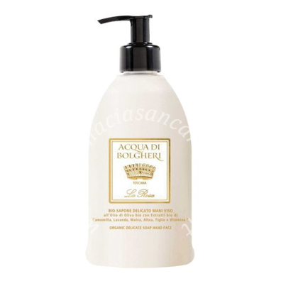 Acqua di bolgheri bio sapone delicato mani viso la rosa 500 ml